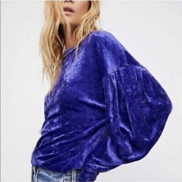 We The Free Milan Crushed Purple Velvet Dolman Long Sleeve Top, Small - Picture 10 of 10